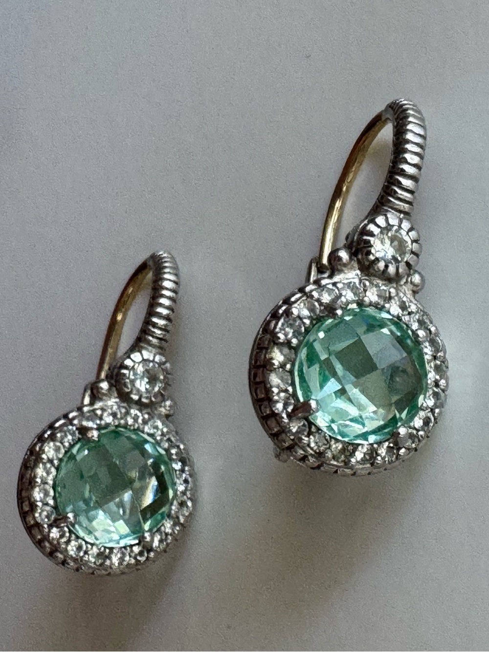 Judith Ripka Sterling Silver 18K Halo Drop Earrings - Picture 2 of 11